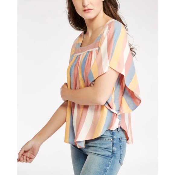 BeachLunchLounge | Women | Zoey Happy Stripe Flutter Sleeve Boho Top | Size XS - Picture 13 of 13